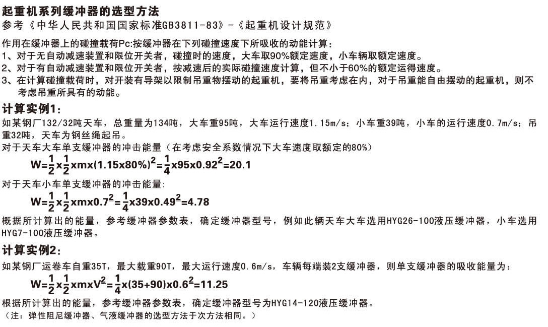 起重機(jī)用緩沖器選型方法